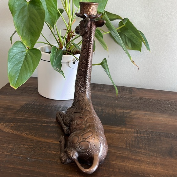 Anthro Old Flame Candle Co. Vintage Bronze Giraffe Taper Candle Holder $158 - Picture 3 of 6